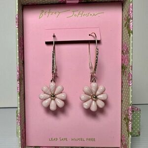 New Betsey Johnson Pink Flower Earrings